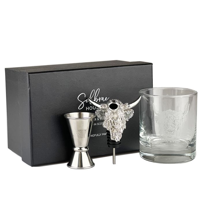 Glass, Pourer & Jigger | Highland Cow