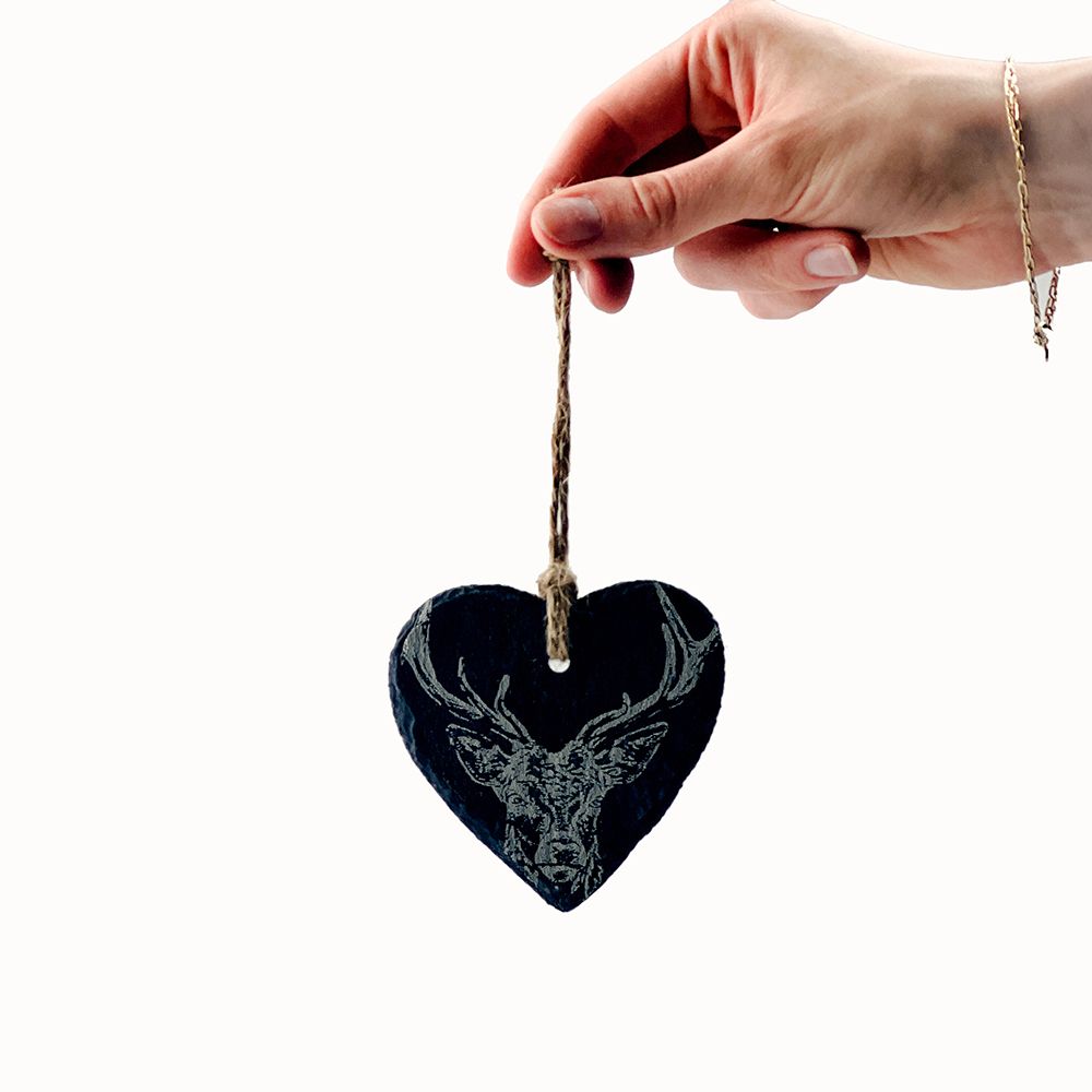 Stag | Slate Heart Decoration