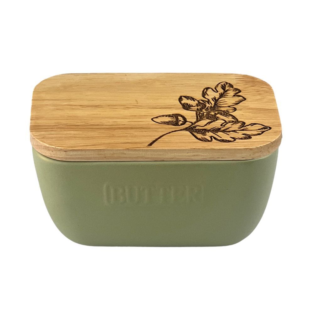 Autumn Acorns | Sage Green Butter Dish