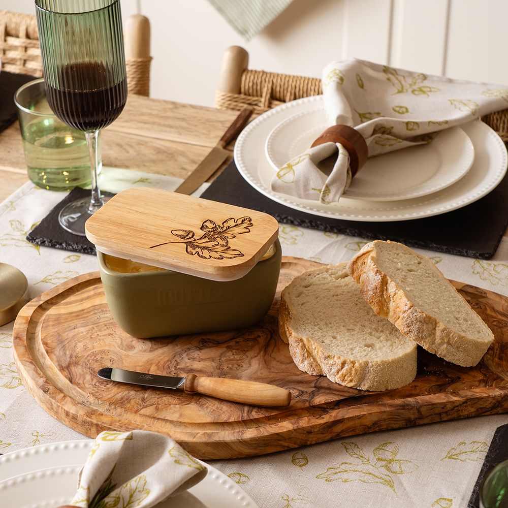 Autumn Acorns | Sage Green Butter Dish