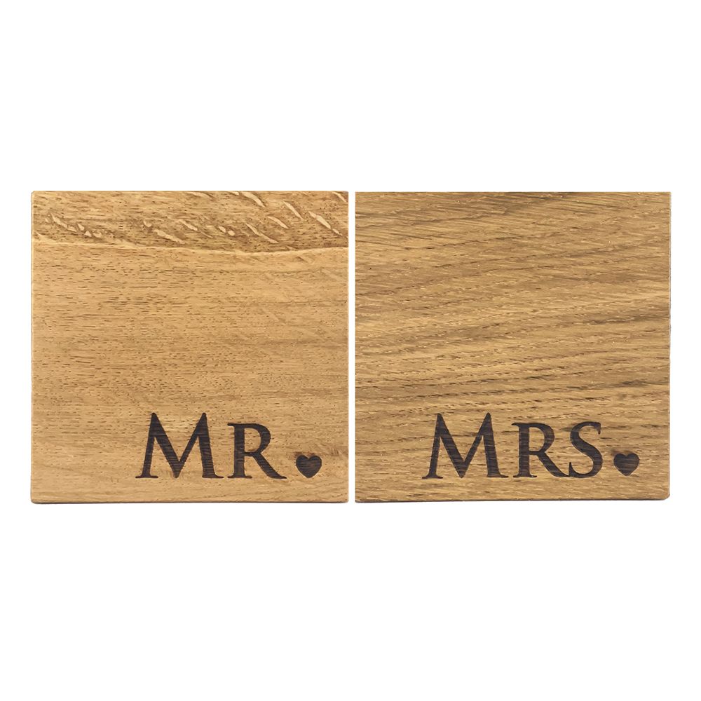Mr & Mrs | Oak Coasters