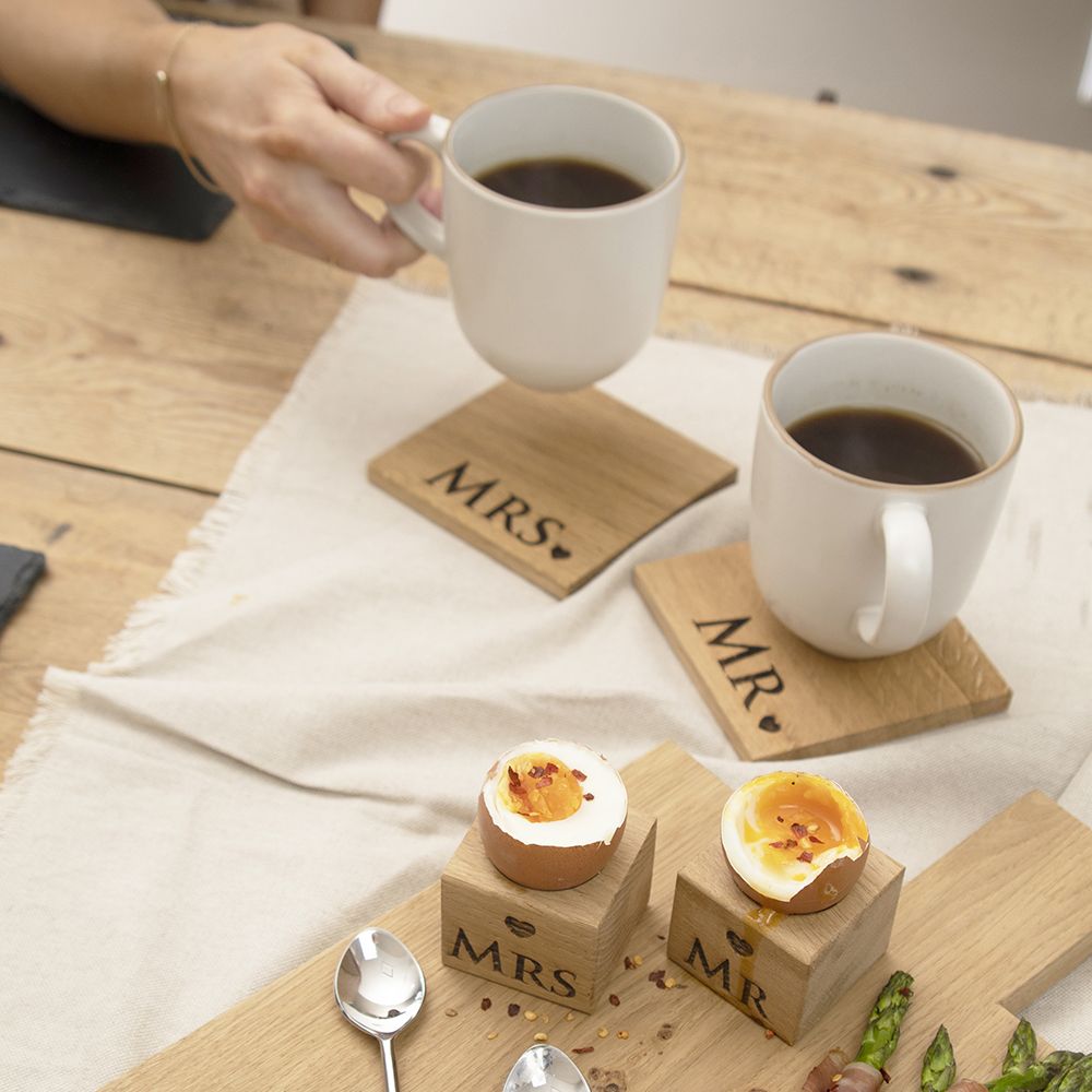 Mr & Mrs | Oak Coasters
