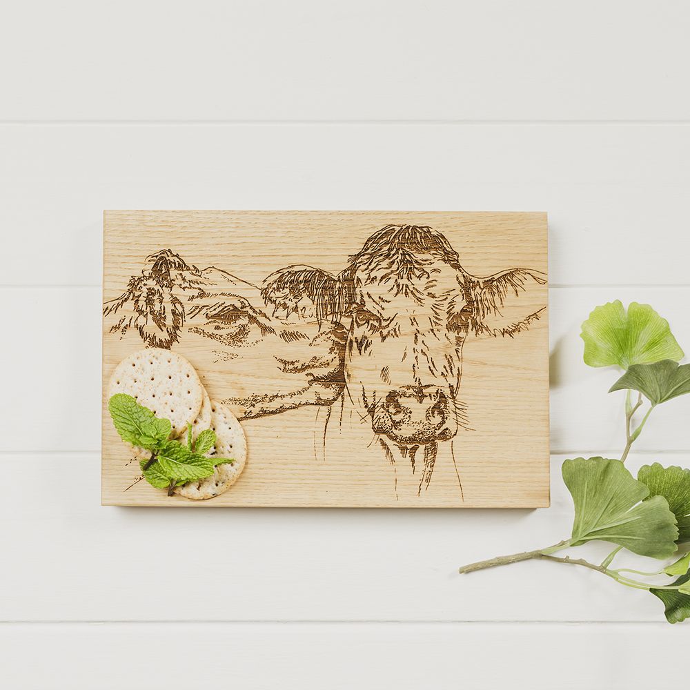 Kissing Cows Oak Serving Board