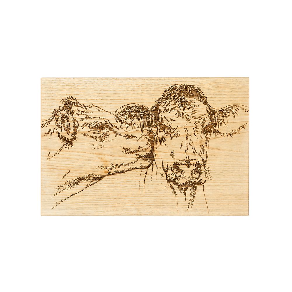 Kissing Cows Oak Serving Board