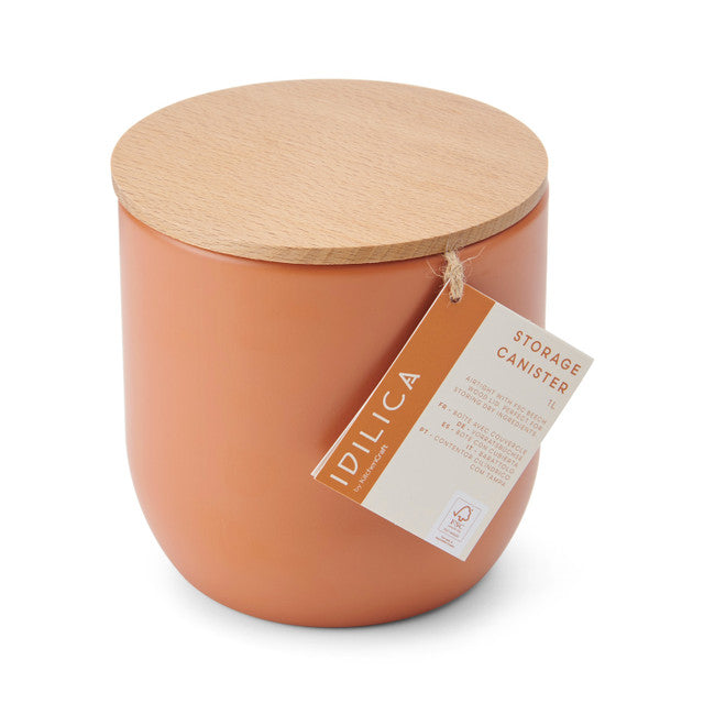 Idilica Kitchen Canister with Beechwood Lid | Terracotta