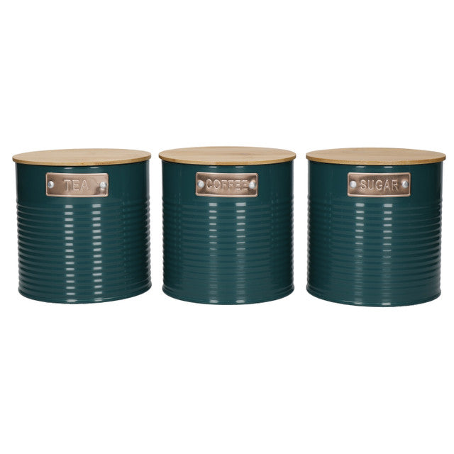 Tea, Coffee and Sugar Canisters Set | Teal