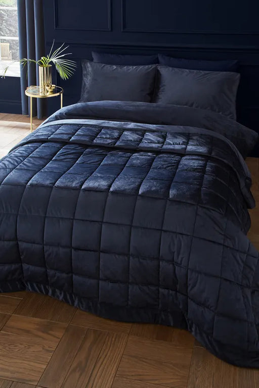 Kingsley Matt Velvet | Navy Bedspread