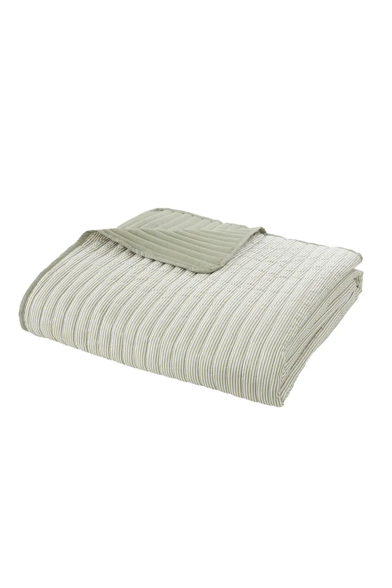 Stripe Quilted Bedspread | Green