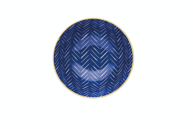 Blue Chevron and Spotty Ceramic Bowl