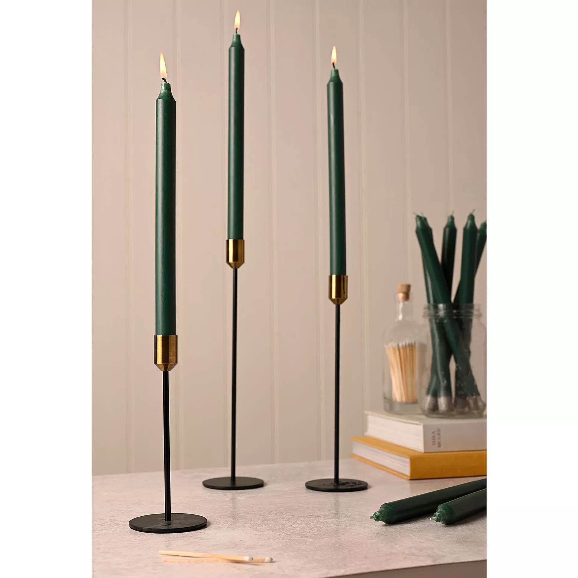 12" Taper Candles | Moss Green