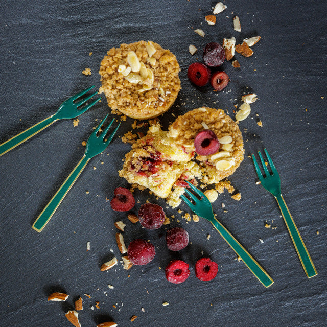 Green and Gold Mini Serving Forks