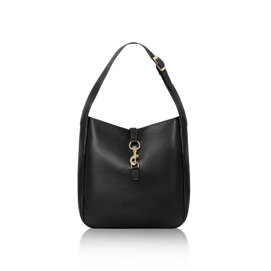 Italian Hook Lock Shoulder Bag | Black
