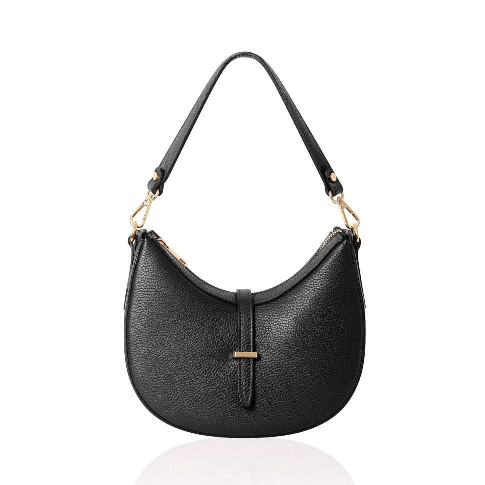 Italian Leather Crescent Bag | Black