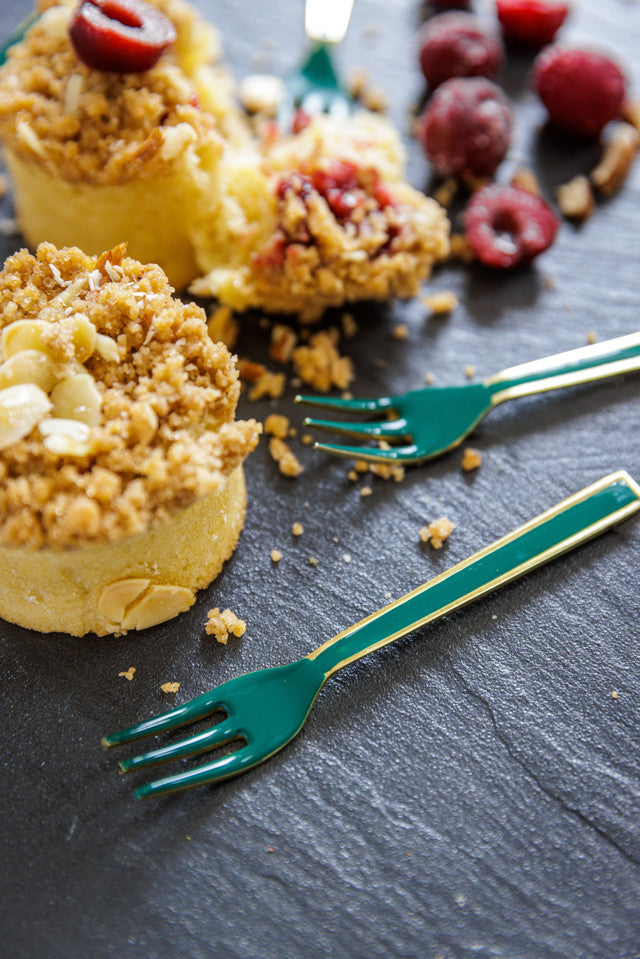 Green and Gold Mini Serving Forks