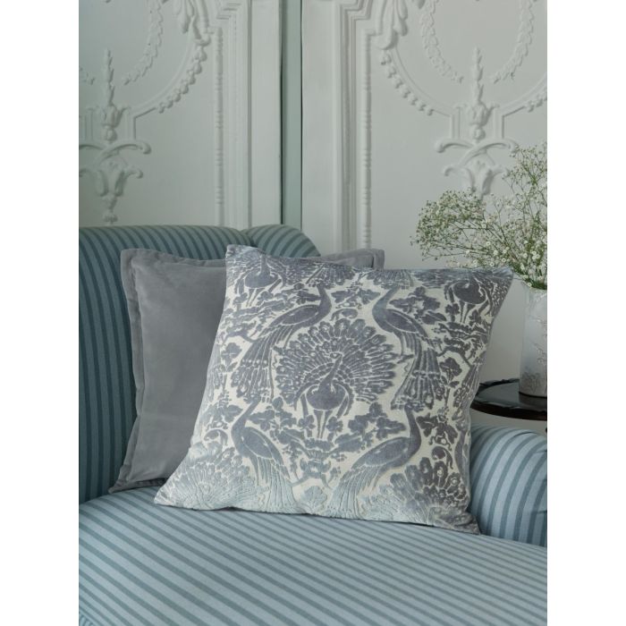 Peacock Damask | Steel Cushion