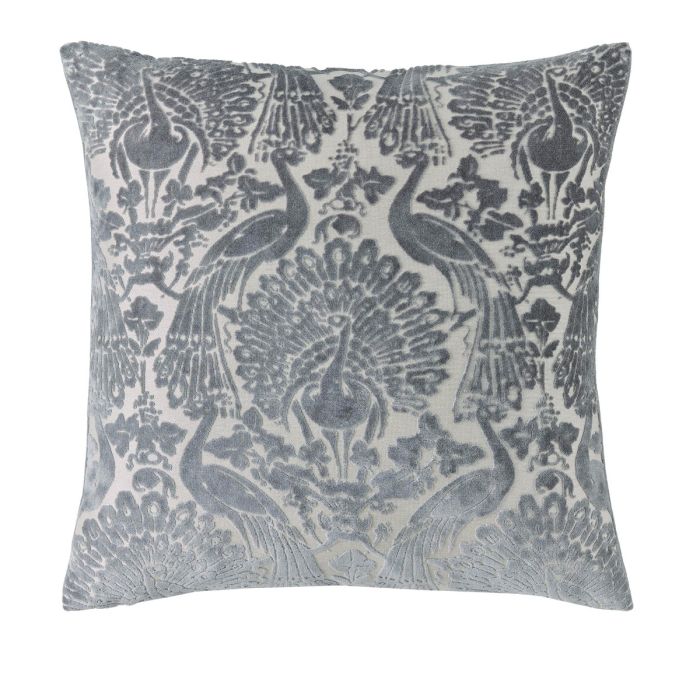 Peacock Damask | Steel Cushion