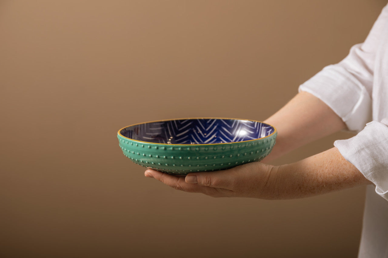 Indigo Chevron Pasta Bowl
