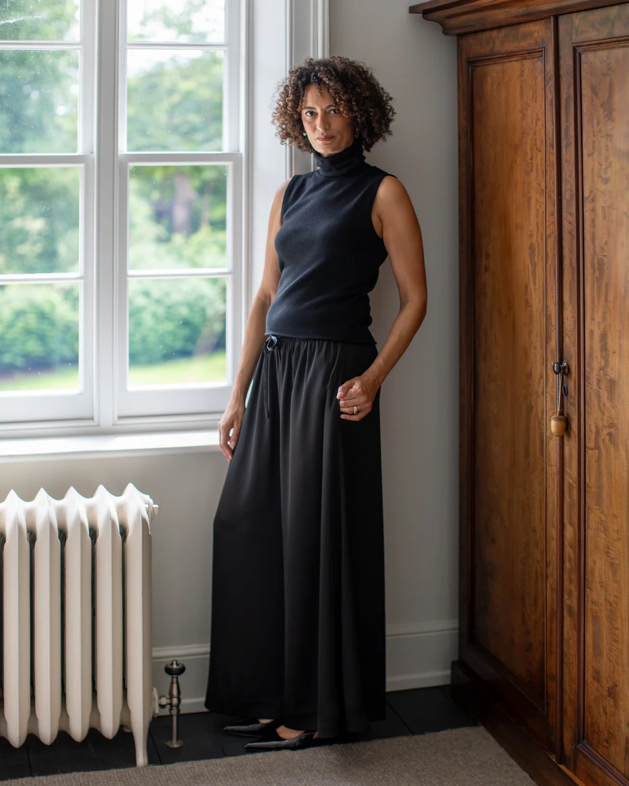 Posy Roll Neck Top | Black