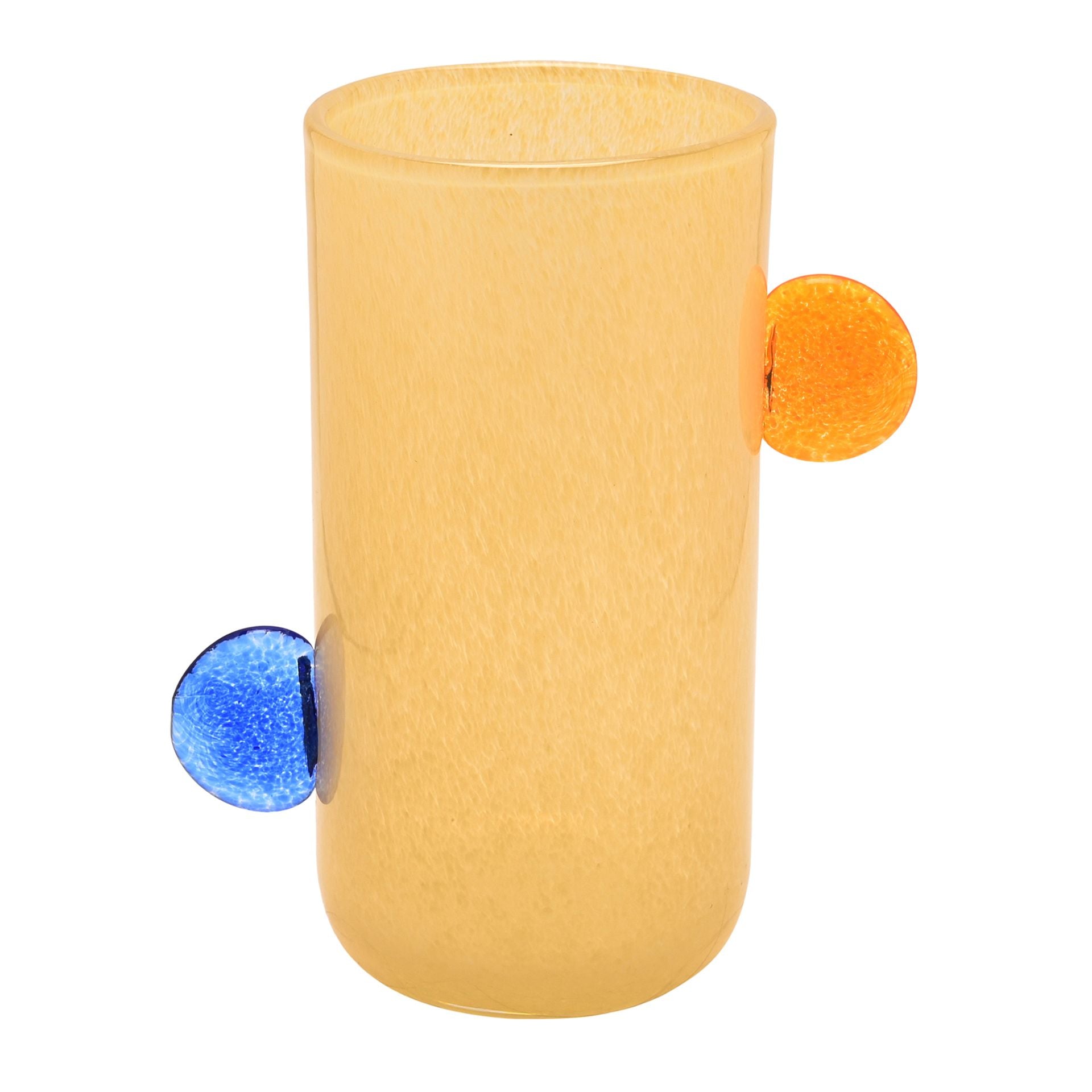 Raspberry Blossom | Yellow Glass Vase with Bobble Handles
