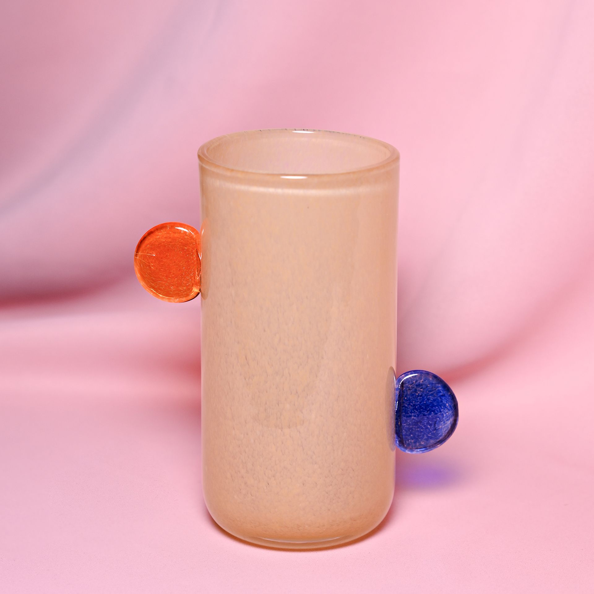 Raspberry Blossom | Yellow Glass Vase with Bobble Handles