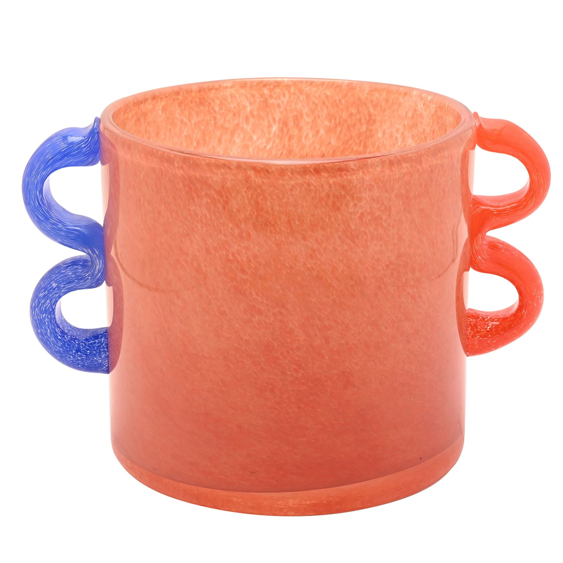 Raspberry Blossom | Orange Glass Vase with Wavey Handles