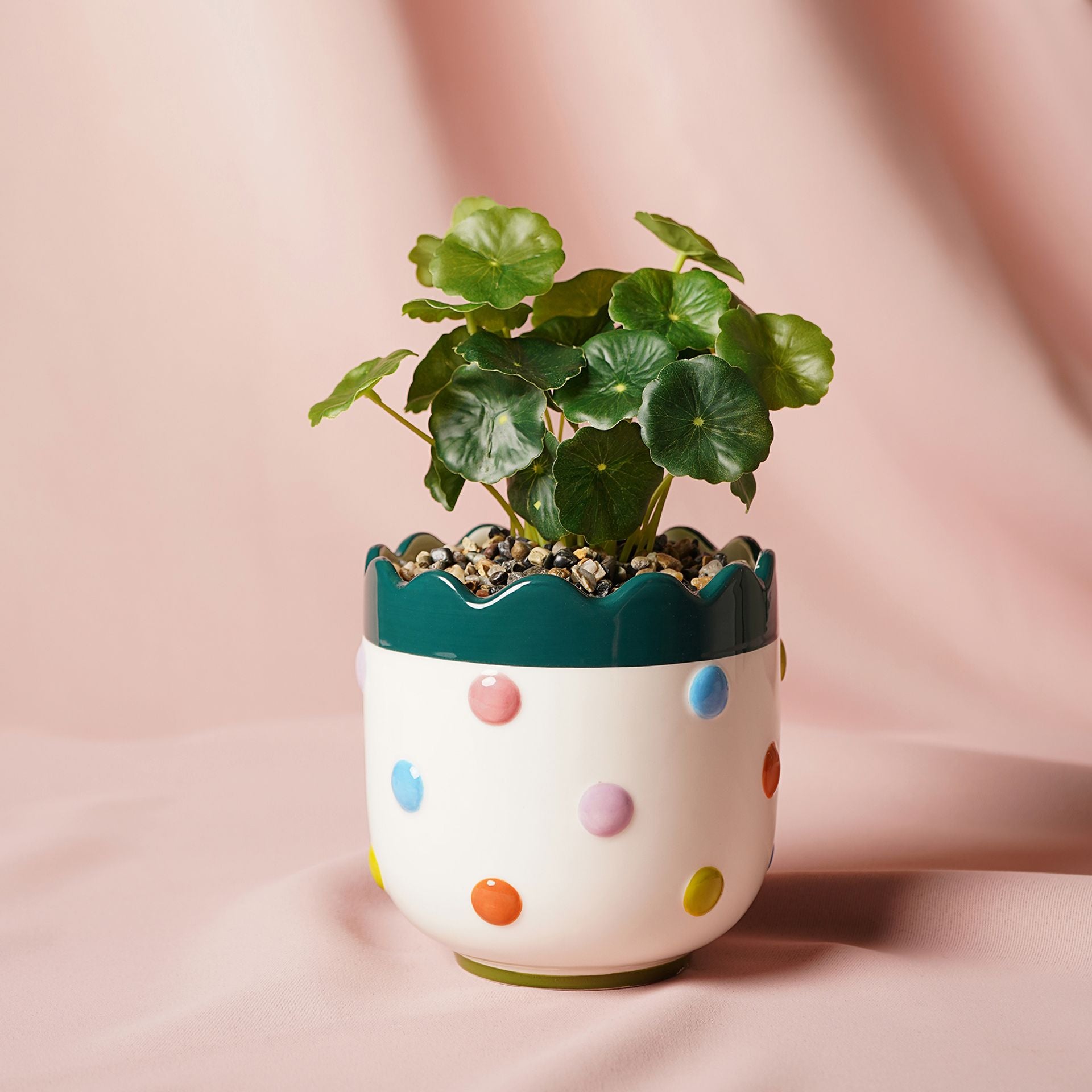 Raspberry Blossom | Bobble Planter with Faux Plant