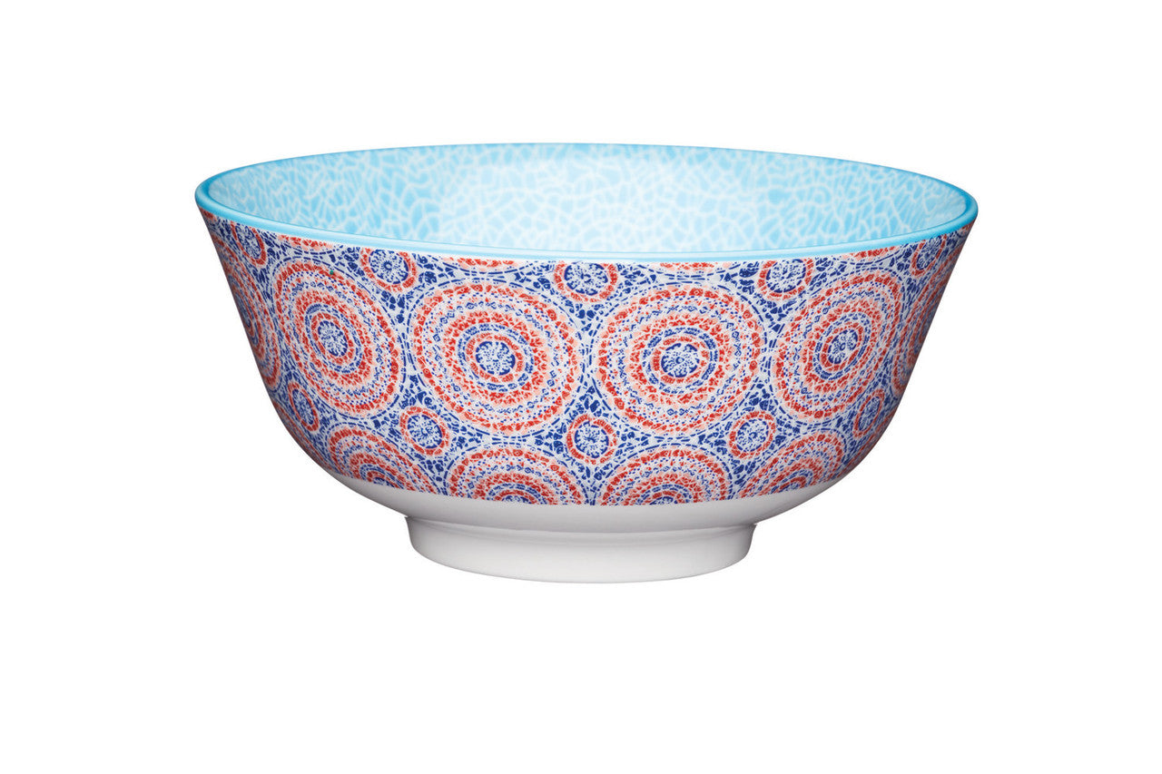 Blue and Red Mosaic Style Ceramic Bowl