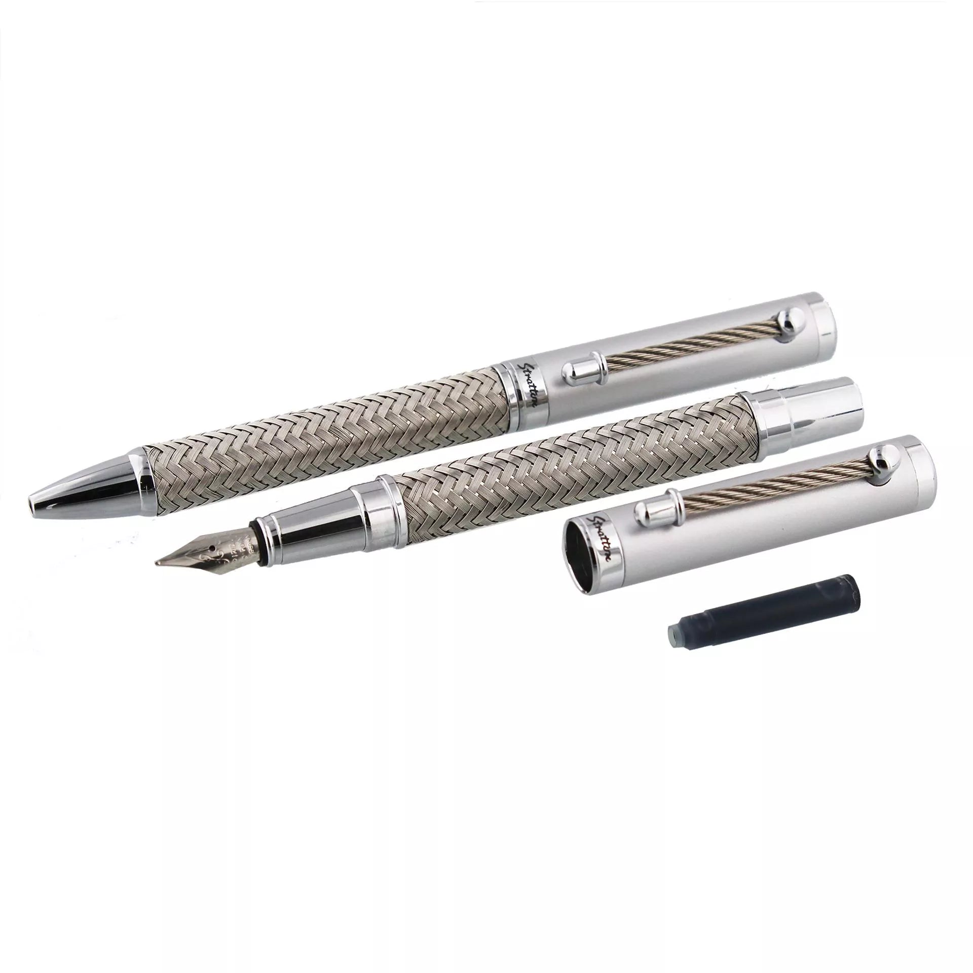 Rollerball & Fountain Pen Set | 2 Tone Silver