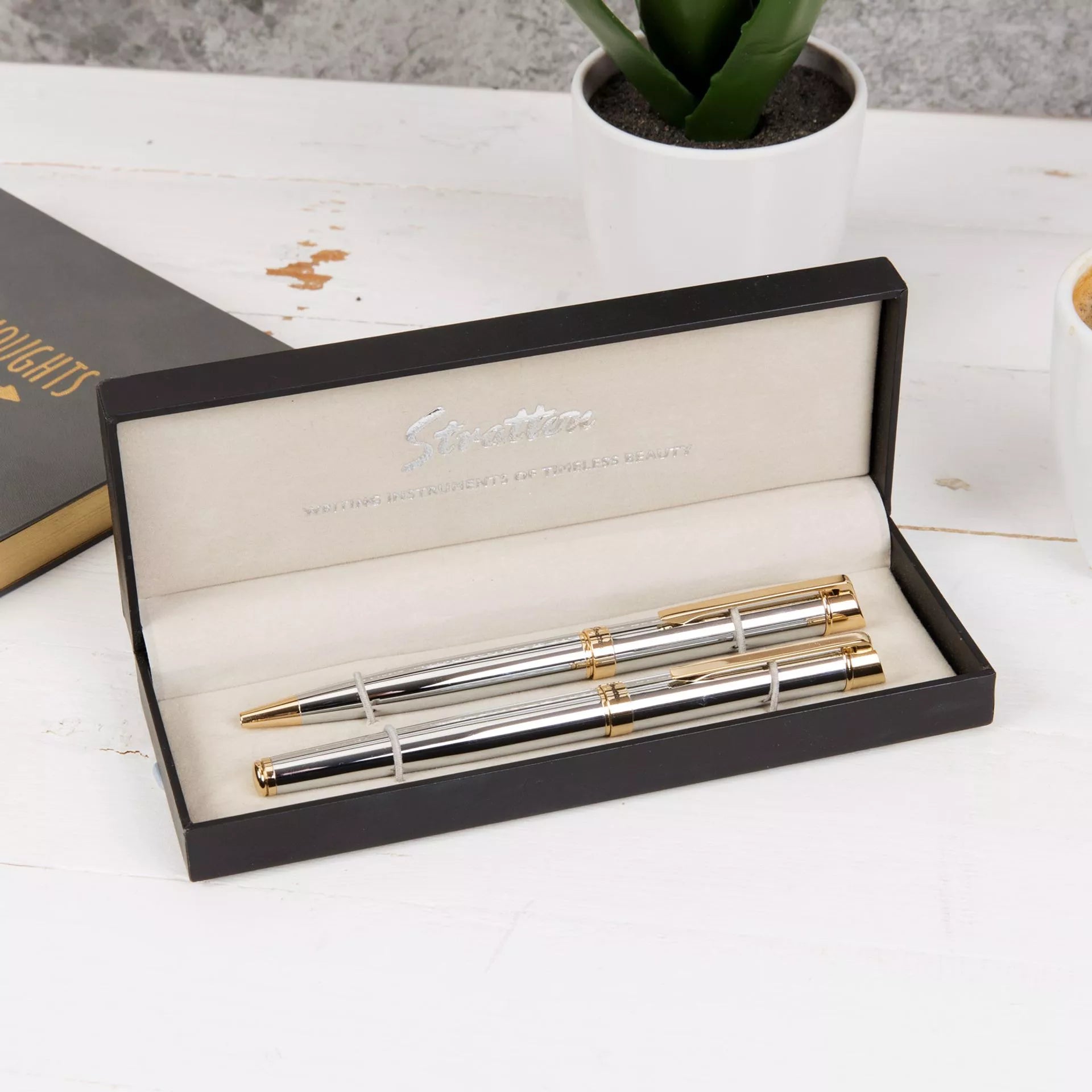 Rollerball & Fountain Pen Set | Silver & Gold