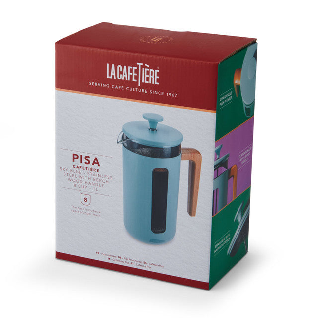 Pisa 8 Cup Cafetiere | Sky Blue