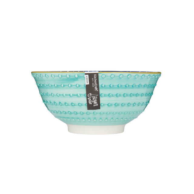 Blue Chevron and Spotty Ceramic Bowl