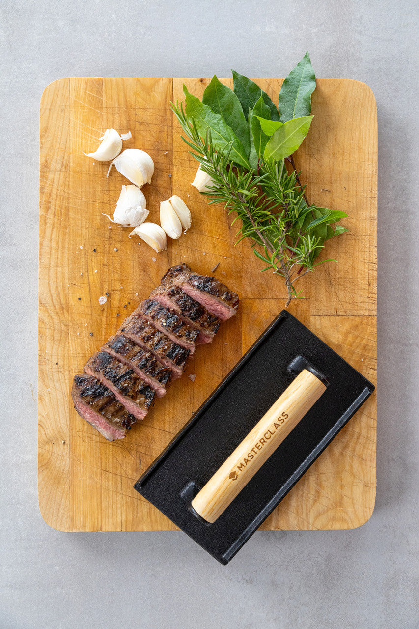 Cast Iron Grill Press with Wooden Handle