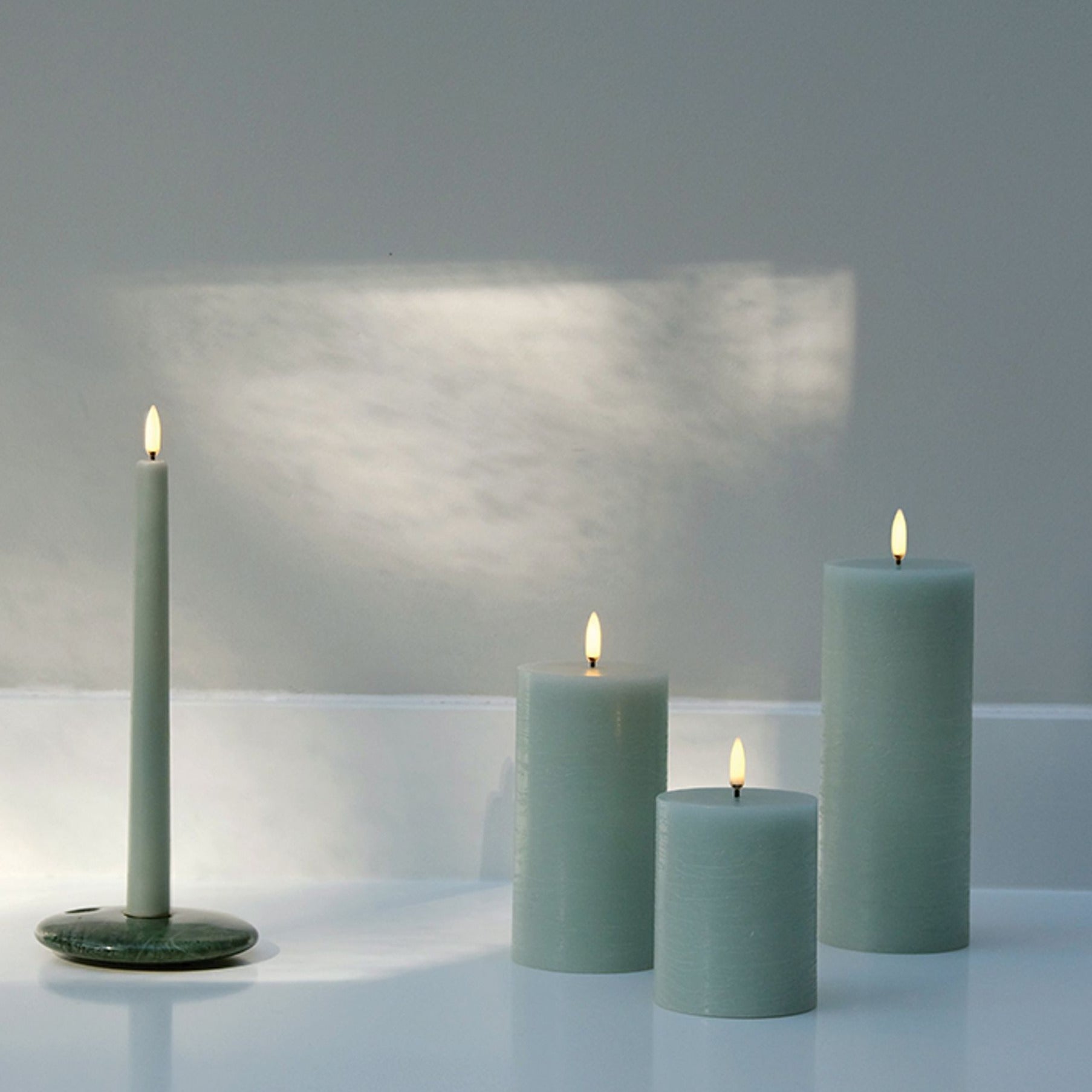 Dusty Green | LED Small Pillar Candle