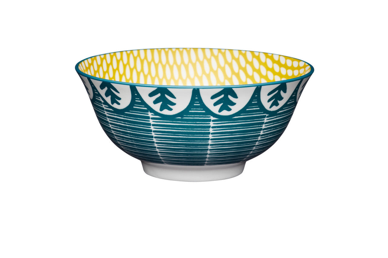 Leafy Green Print Ceramic Bowl