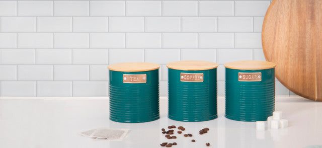 Tea, Coffee and Sugar Canisters Set | Teal