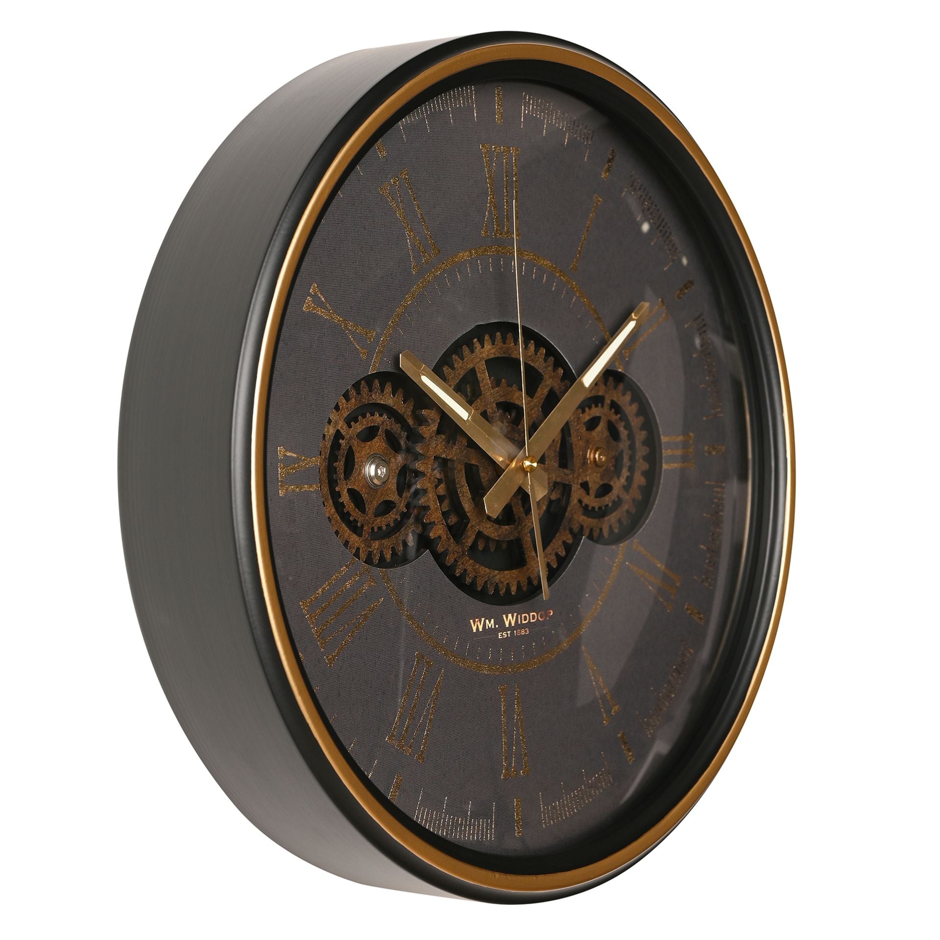 Wall Clock With Moving Gears & Metal Frame | 35cm