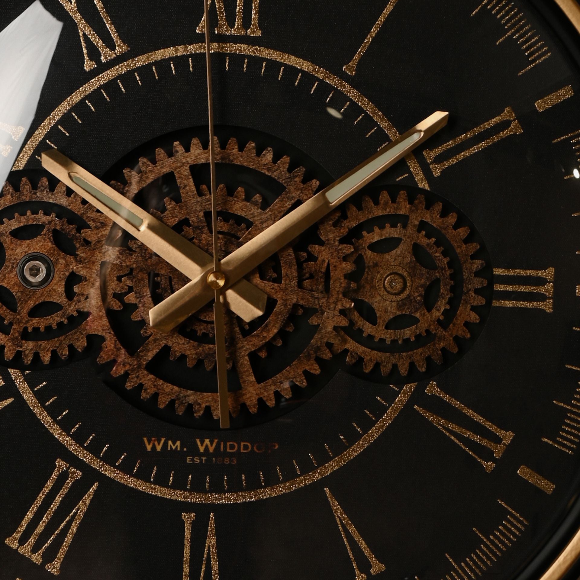 Wall Clock With Moving Gears & Metal Frame | 35cm