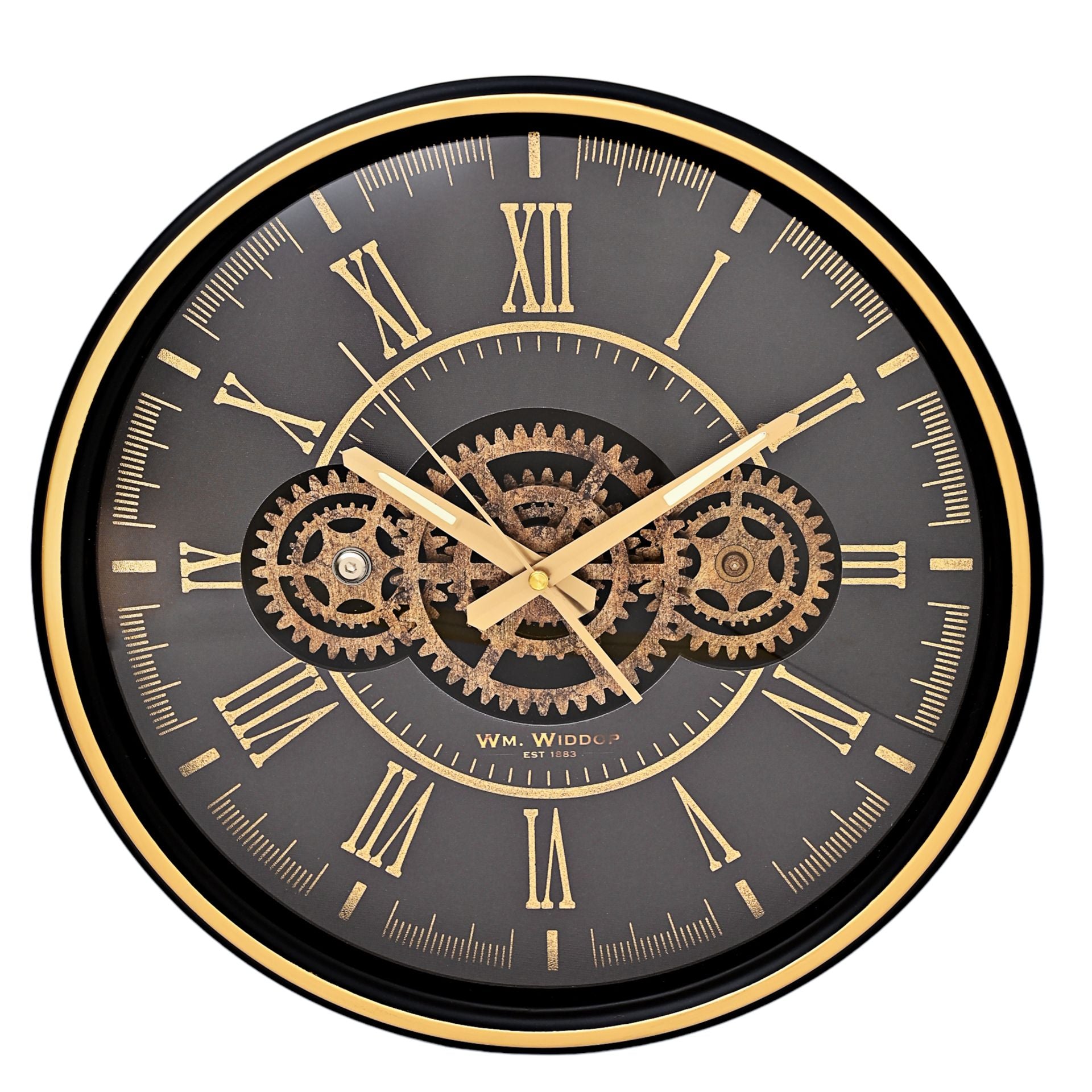 Wall Clock With Moving Gears & Metal Frame | 35cm