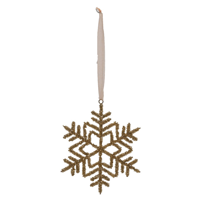 Celestial Gold Beaded Snowflake Tree Decoration
