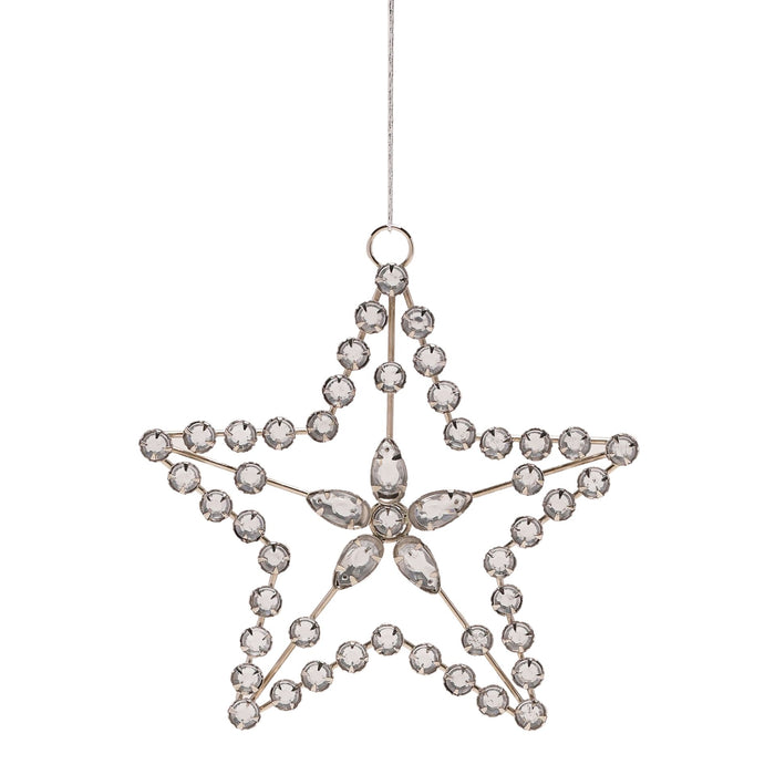Silver Star with Crystals Tree Decorations