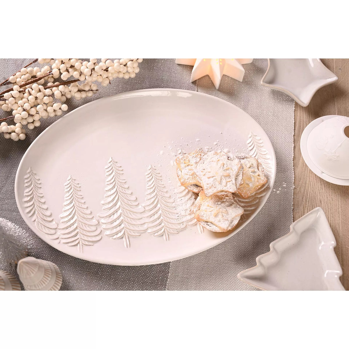 Embossed Frosted Pine Trees | Serving Plate