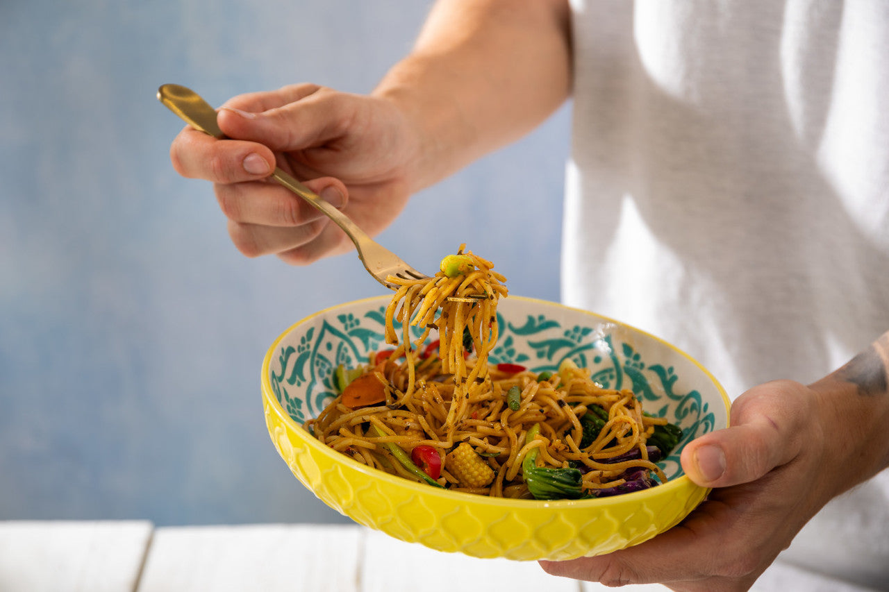 Yellow Geometric Pasta Bowl