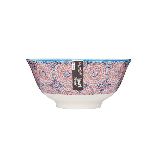 Blue and Red Mosaic Style Ceramic Bowl