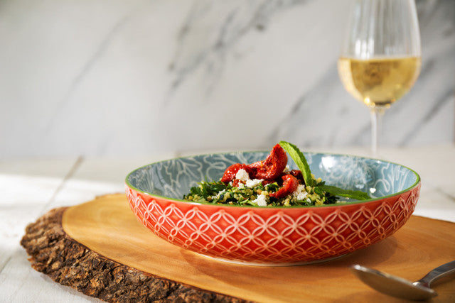 Leaf & Geometric Pasta Bowl