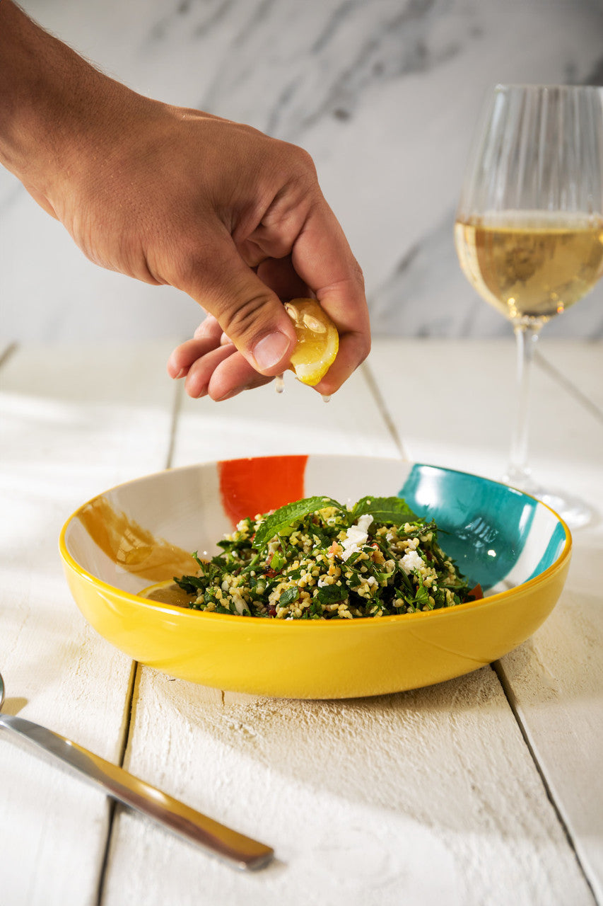 Yellow Abstract Pasta Bowl