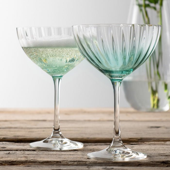 Erne Cocktail/Champagne Saucer Set of 2 in Aqua