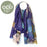 Scarf With Royal Blue Abstract Print And Metallic Overlay