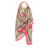 Coral And Beige Mix Soundwave Print Scarf With Border