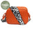 Orange Vegan Leather Animal Print Strap Camera Bag