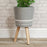 Ornate Fibre Clay Planter - Large Grey with Wooden Legs
